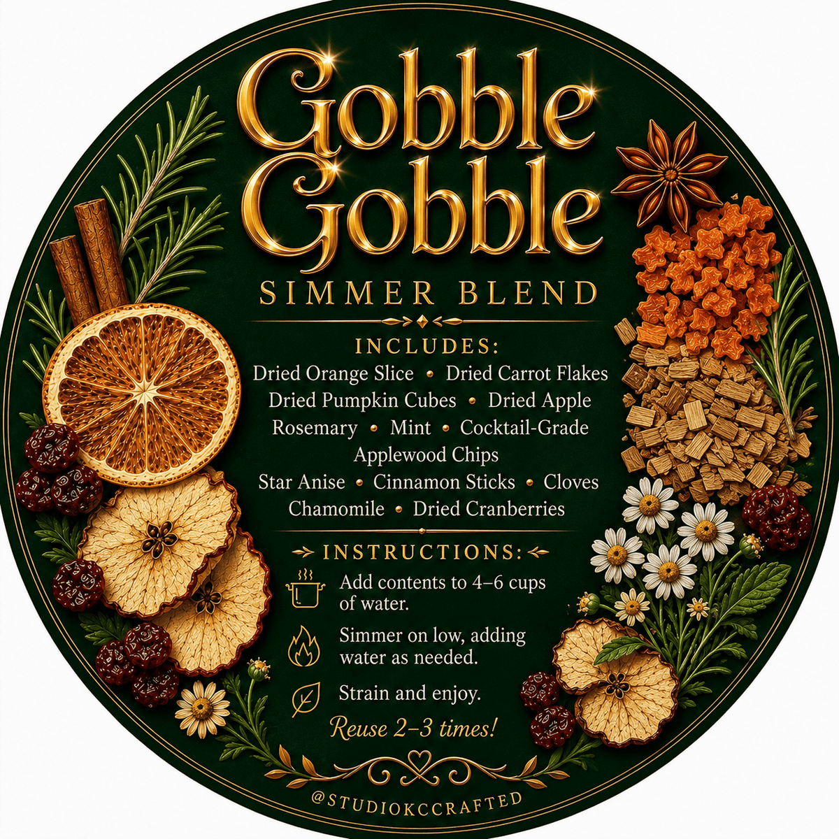 Gobble Gobble Simmer Pot Blend, Thanksgiving Simmer Pot Kit,