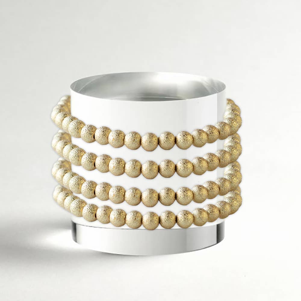 Layering Bracelets-6mm Gold Stacking Bracelets-Textured