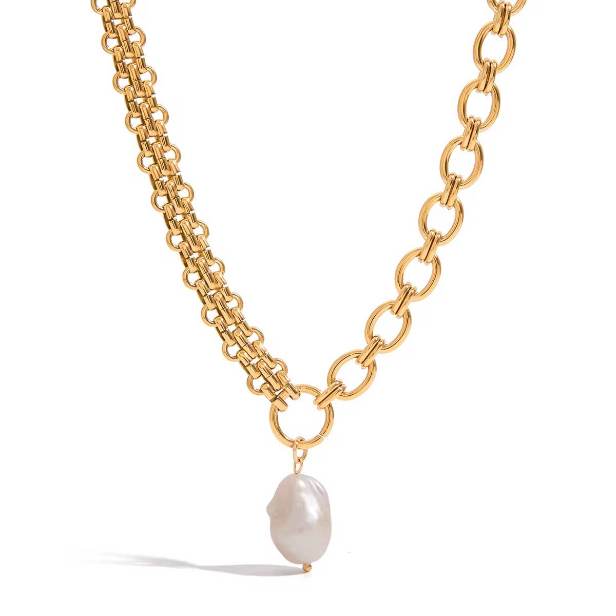 Lucy- Pearl and Mixed Chain PDV Necklace