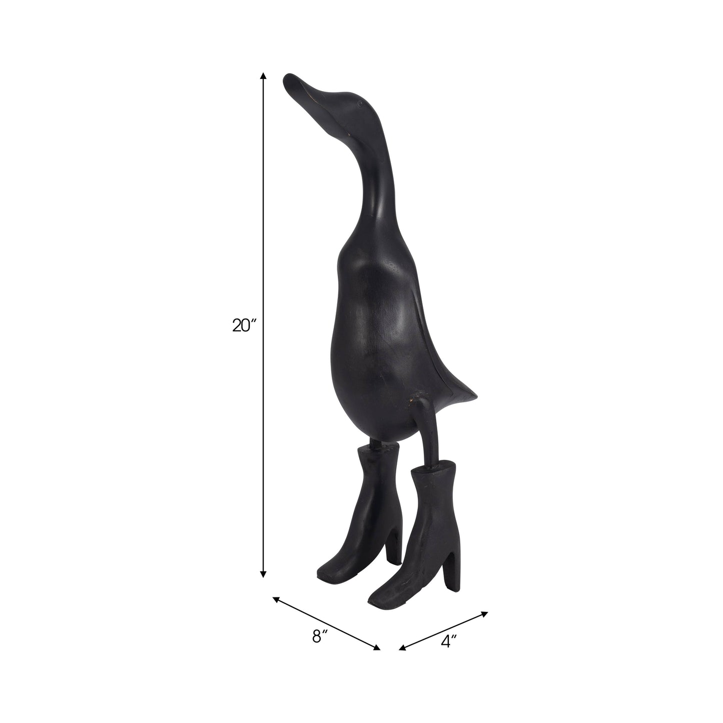 Figurine - Black Bamboo Wood Duck in Rainboots, 20 in.