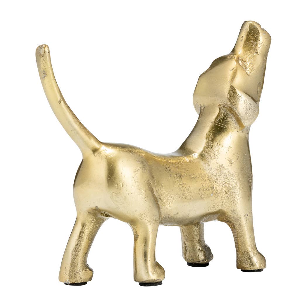 Metal Modern Howling Dog Decorative Figurine - Gold, 6 in.