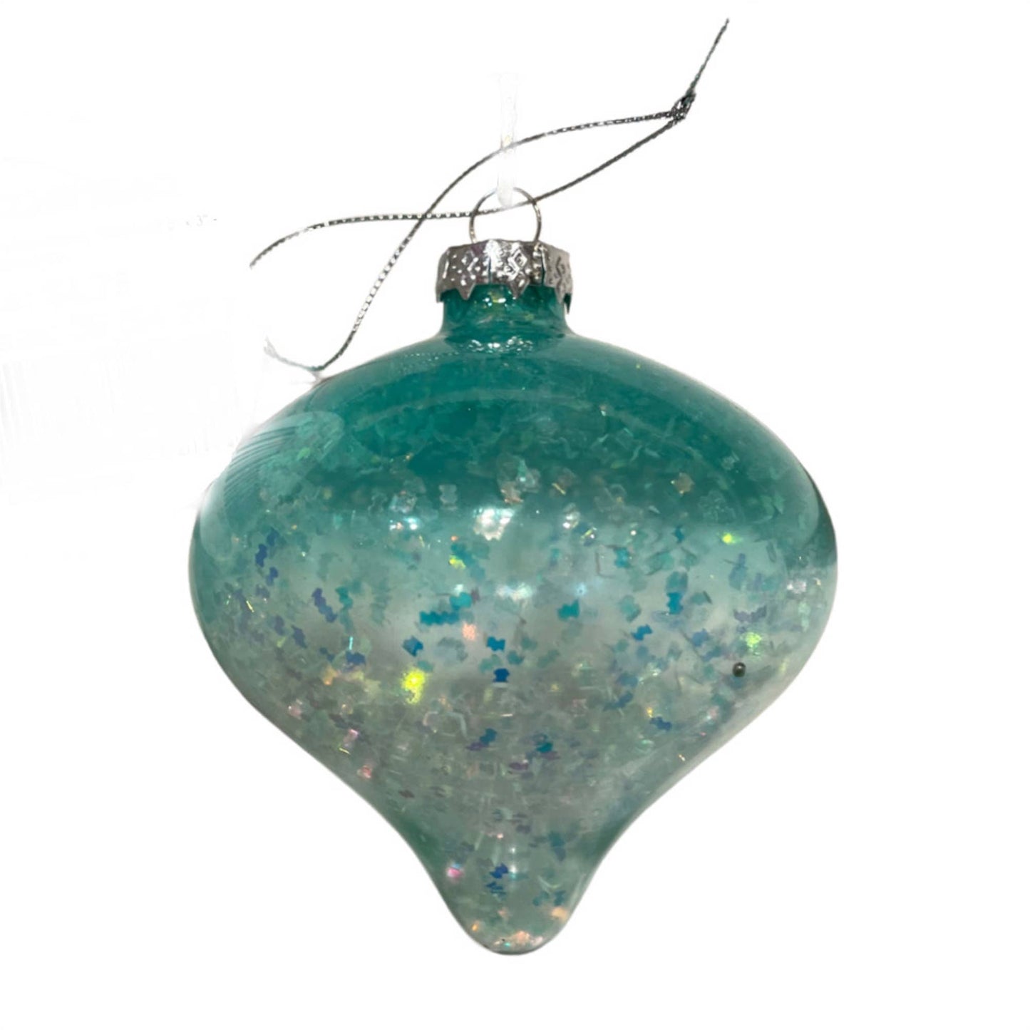 Aqua Glass Finial Ornament