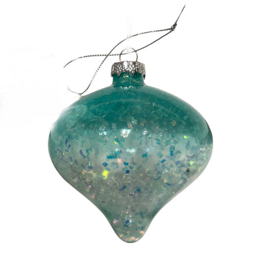 Aqua Glass Finial Ornament