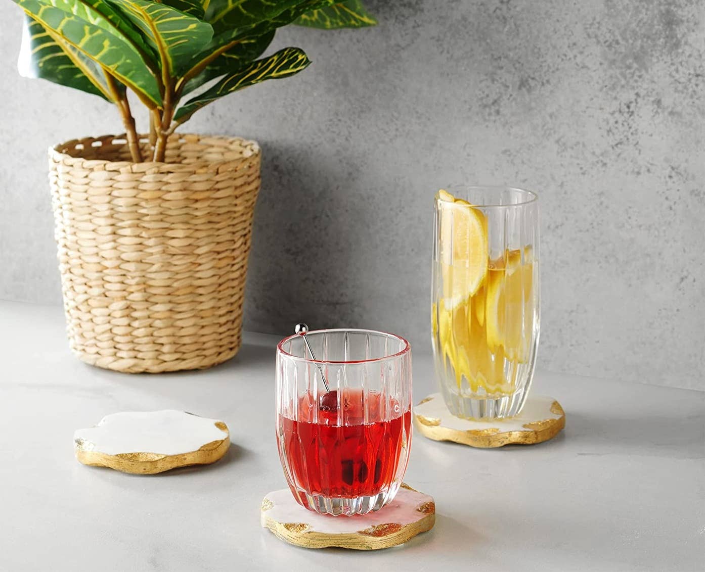 Gold Edge Marble Coasters - Set of 4 Gift