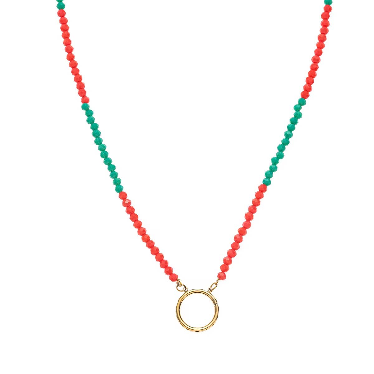 Full Circle Charm Collector Amulet Necklace 18K Gemstone