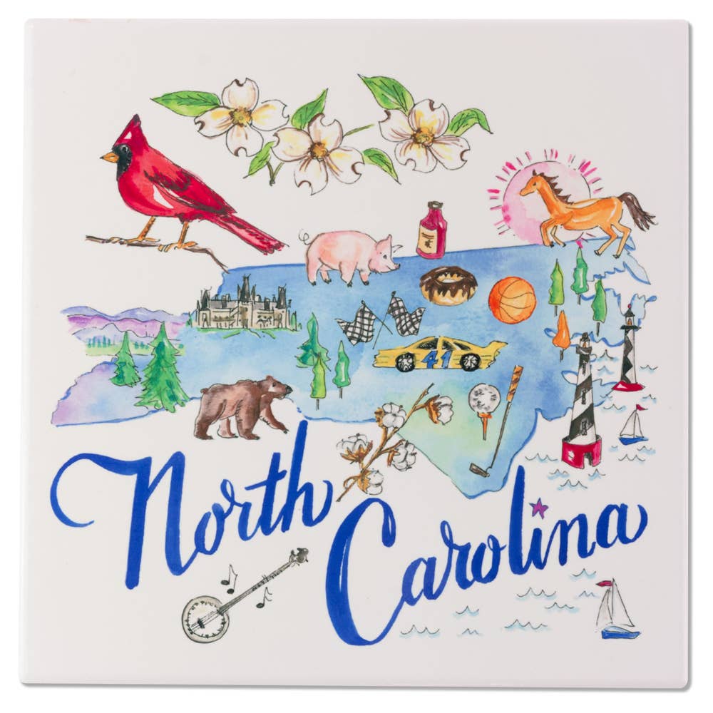 NC State Collection 8" Ceramic Trivet North Carolina Rosanne