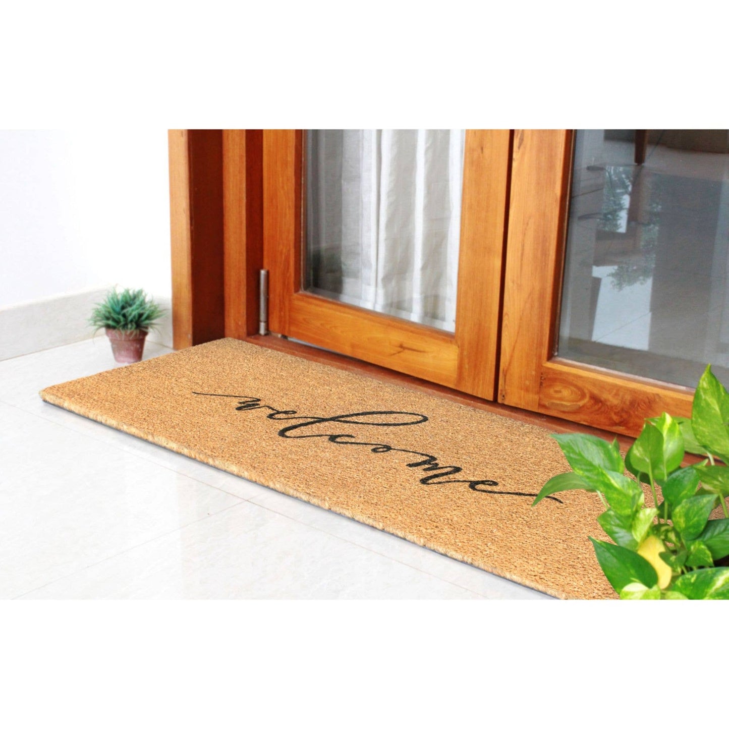 Black Scripty Welcome Doormat, 18" x 48"