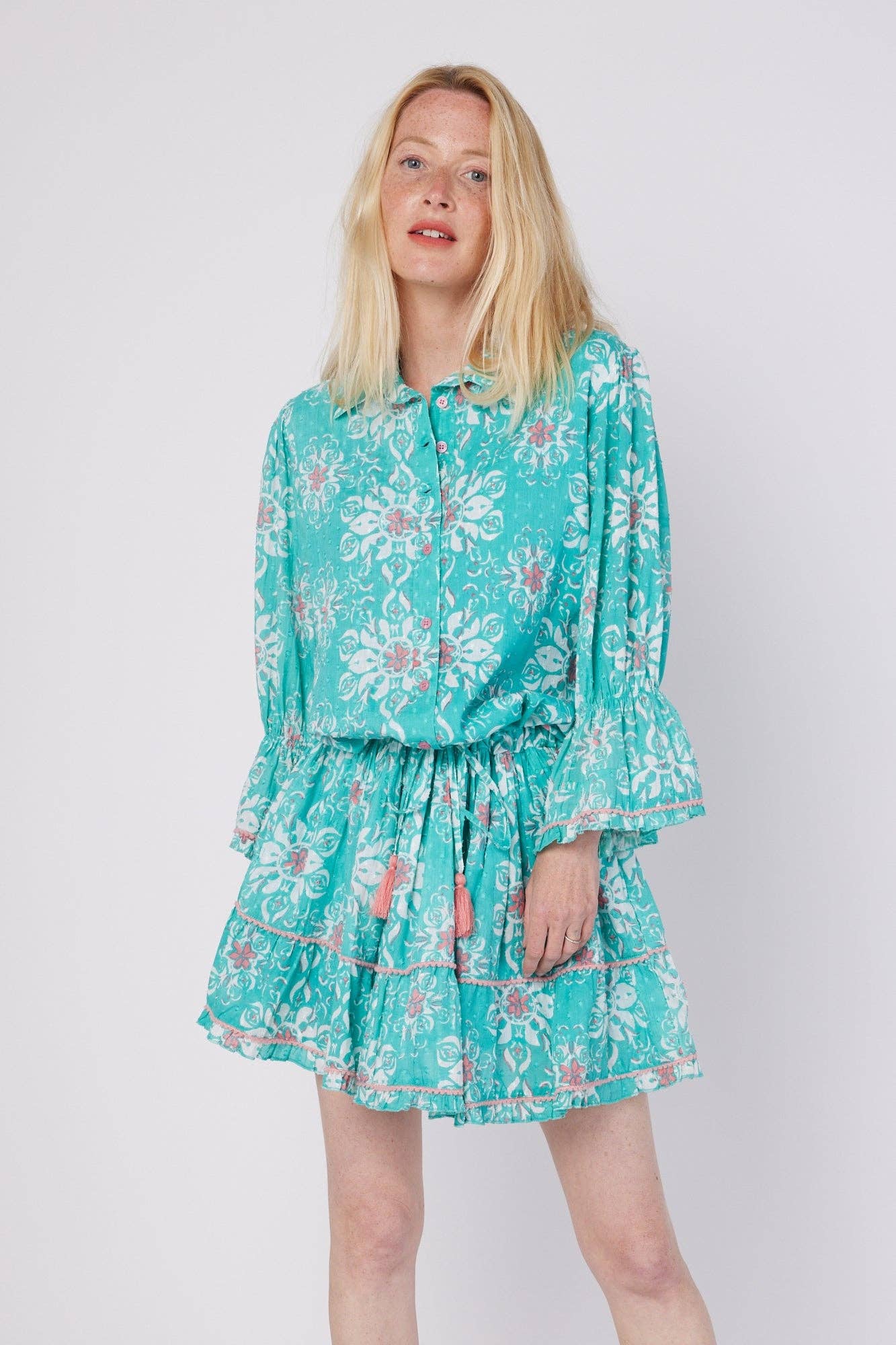 Penelope Resort Spring Summer Dress Sky Blue White French