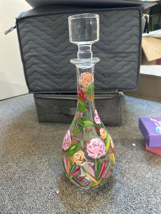Pierce Paints hand painted decanter