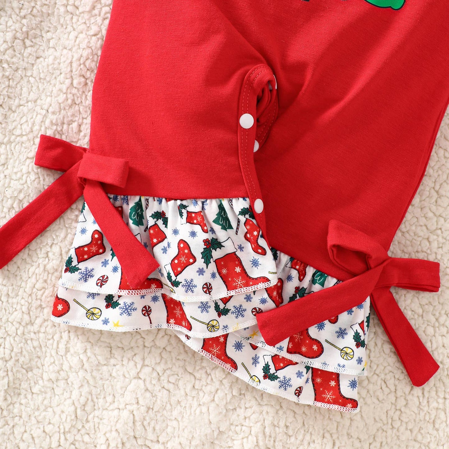 Baby Girl Christmas Tree Ruffle Romper (Non PatPat)
