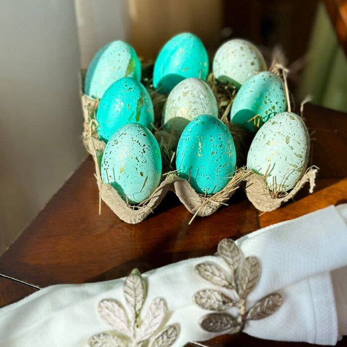 Easter Eggs Set of 12 (color: blue, turquoise, gold)