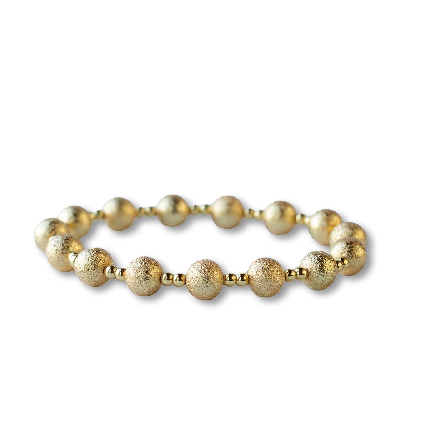 Tarnish Resistant Gold Plated Duo Textured Stretch Bracelet