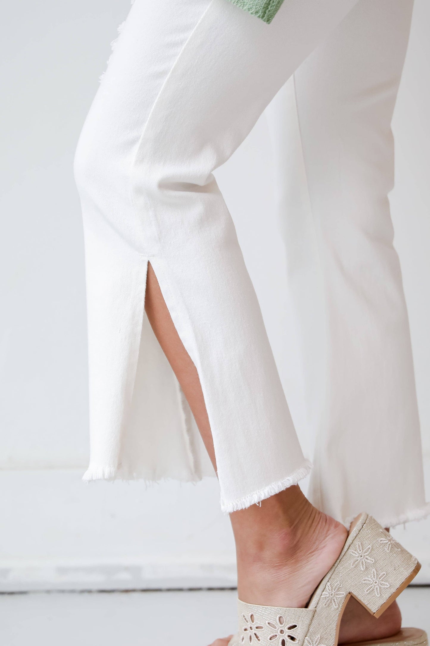 FINAL SALE - Elisa White Distressed Flare Jeans