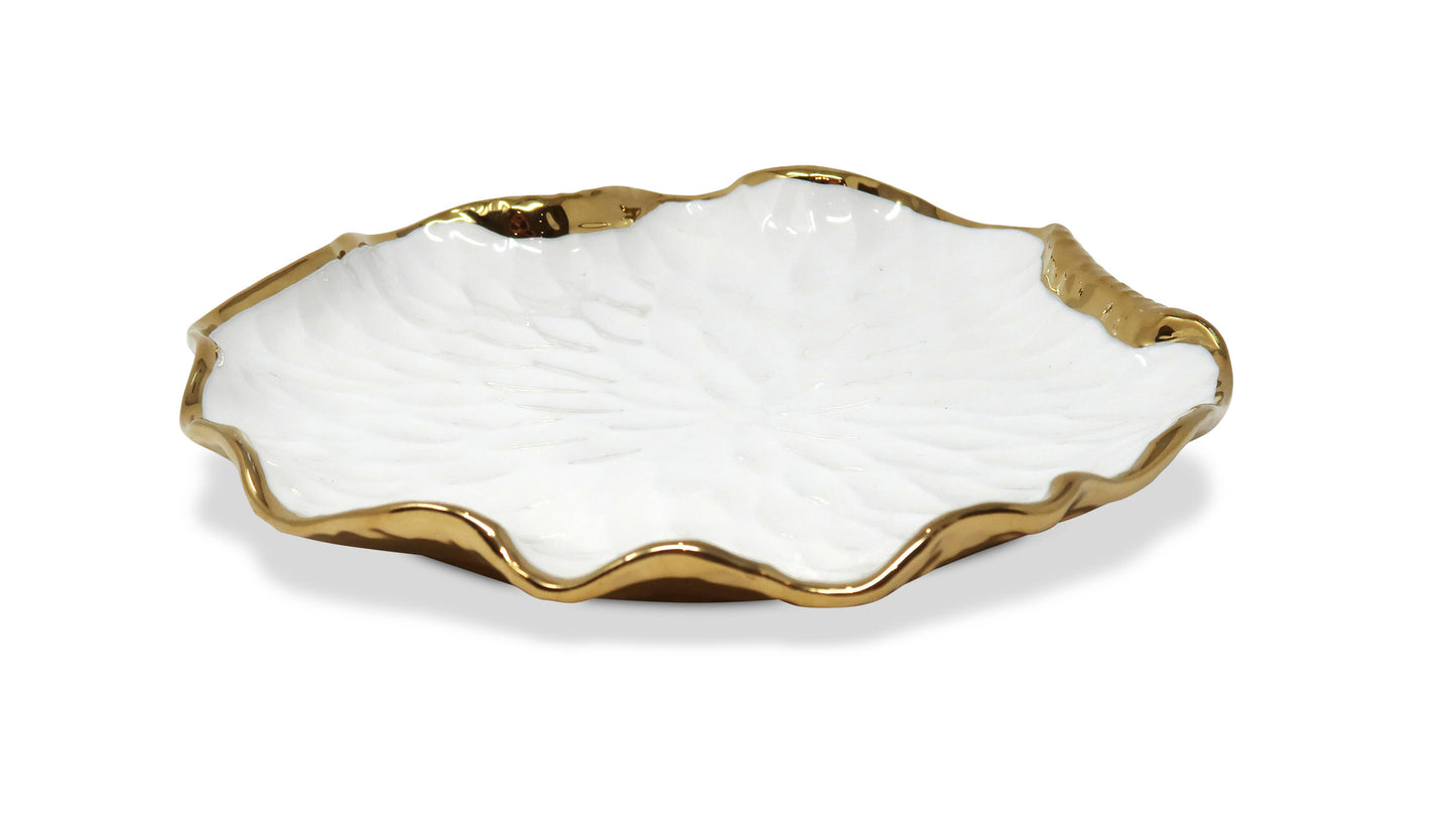 S/4 Salad Plates New Bone China with Gold Scalloped Edge