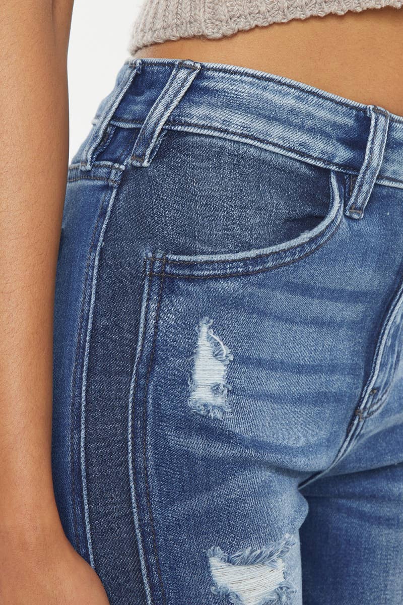 OPEN PACK SIDE PANEL HIGH RISE FLARE JEANS-KC9326D
