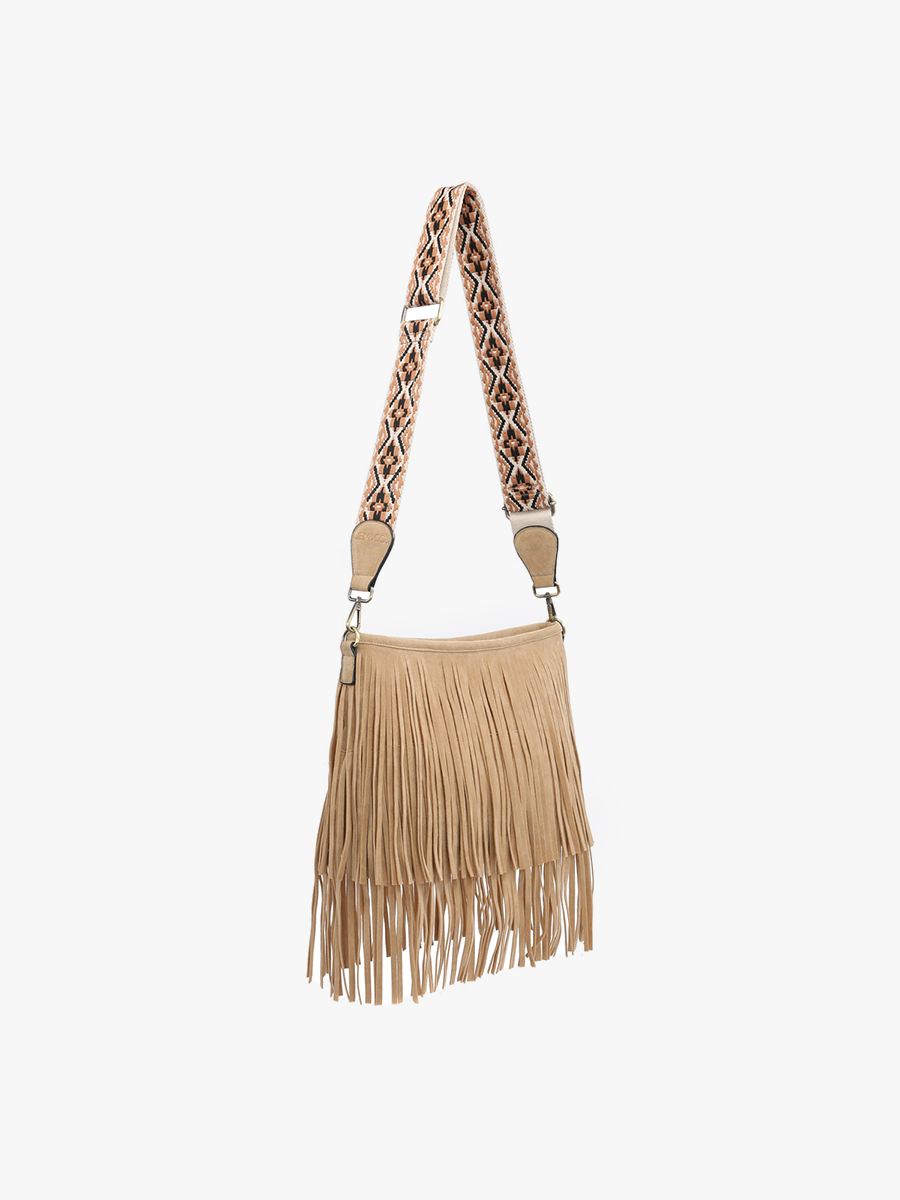 M2045 Sadie Suede Fringe Crossbody w/ Guitar Strap