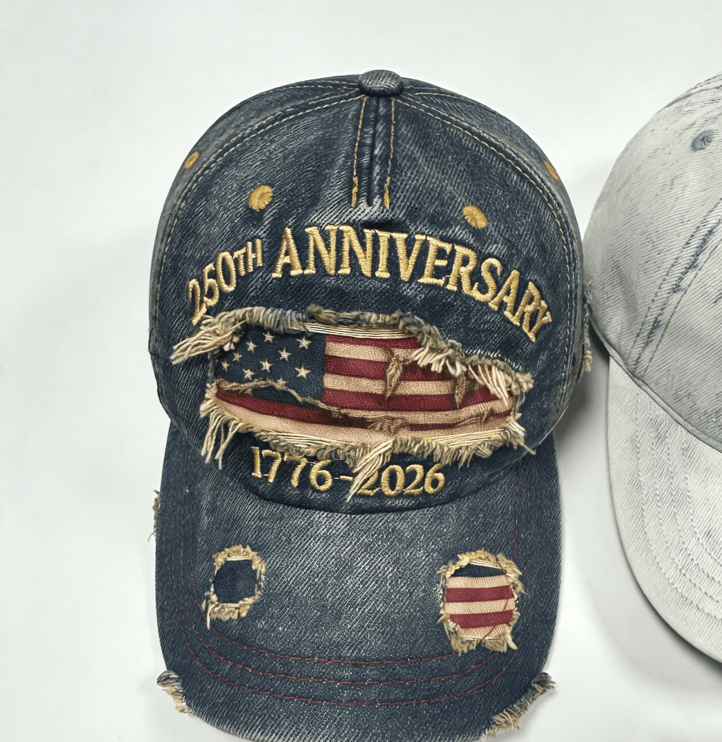 250th Anniversary USA Flag Embroidered Denim Baseball Cap