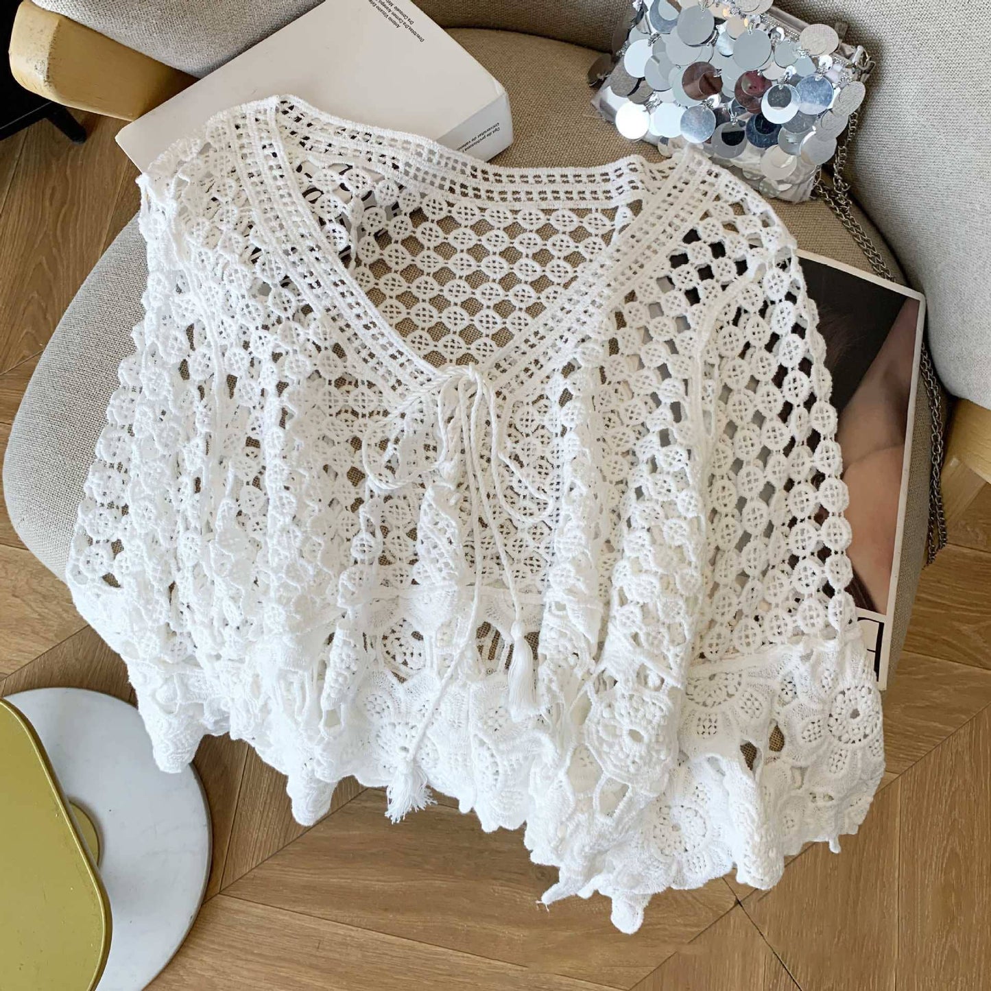 Crochet Hollow Out Cropped Beach Cover Up