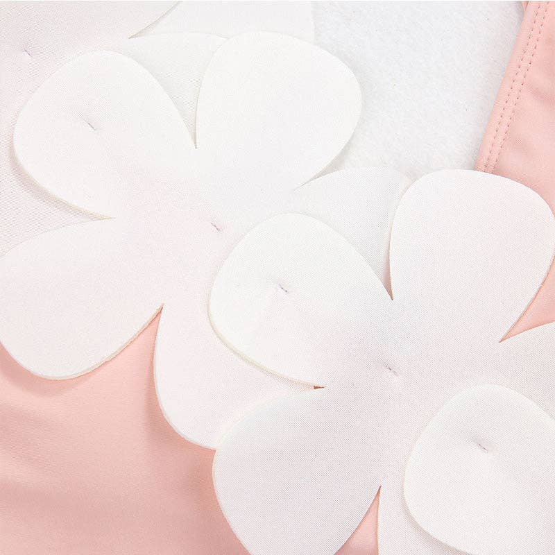 2PC Set Flower Shoulder One Piece Swimwear