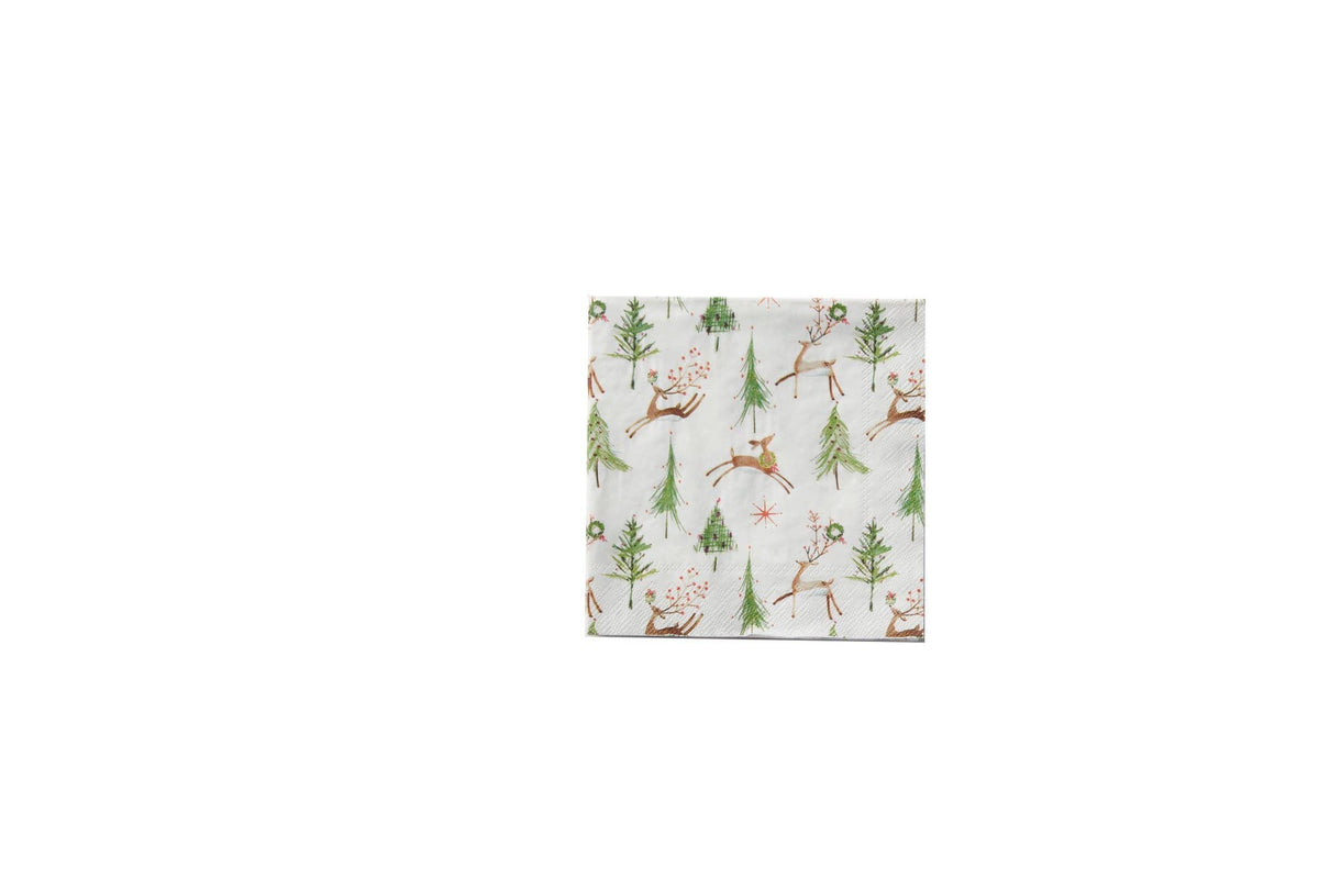 Frolicking Reindeer Paper Beverage Napkin
