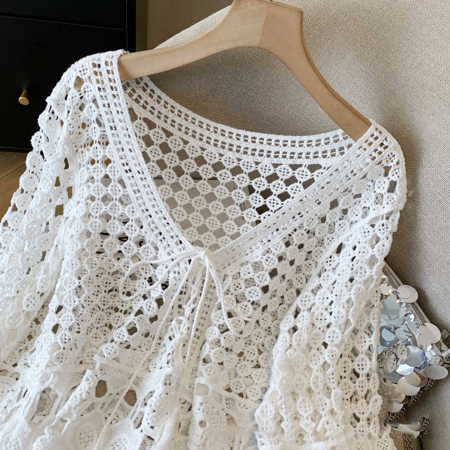 Crochet Hollow Out Cropped Beach Cover Up