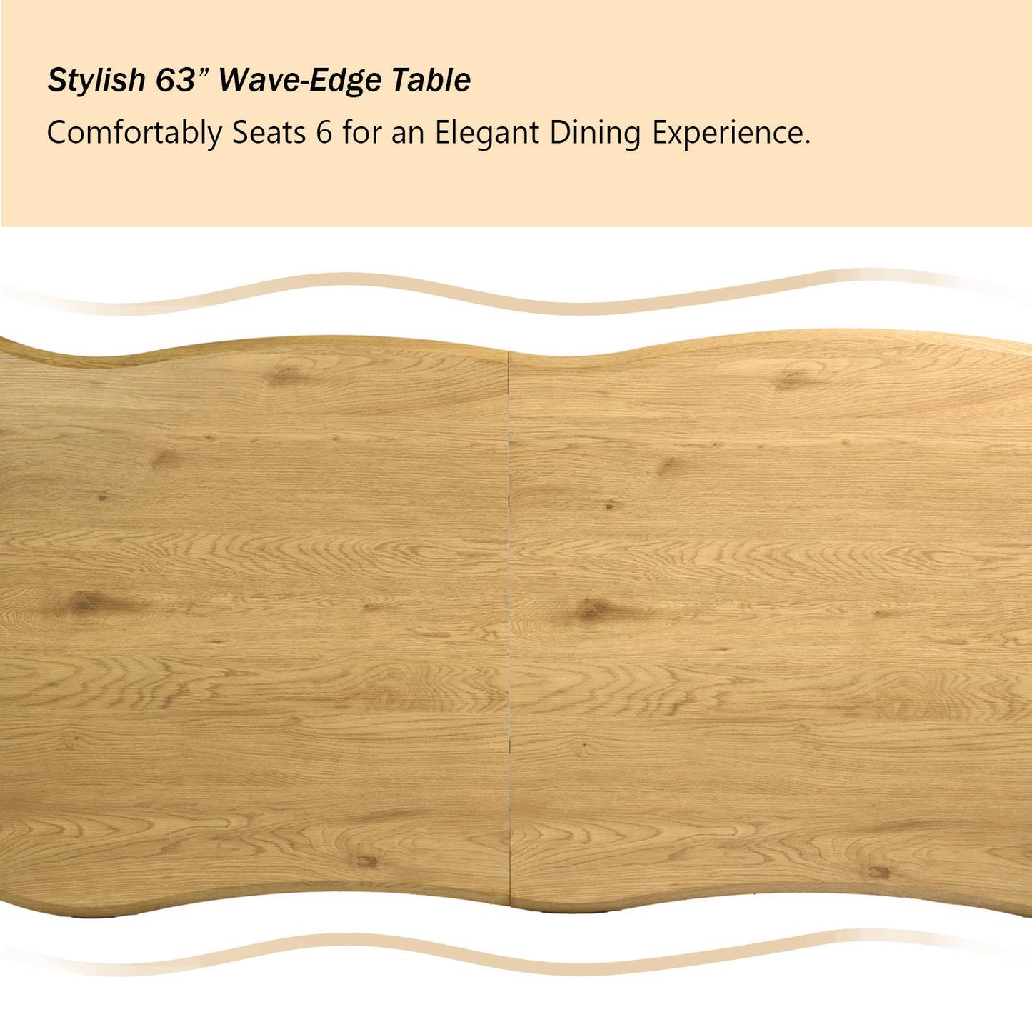 5-Piece Dining Set-63" Wave-Edge Table and Chair Options