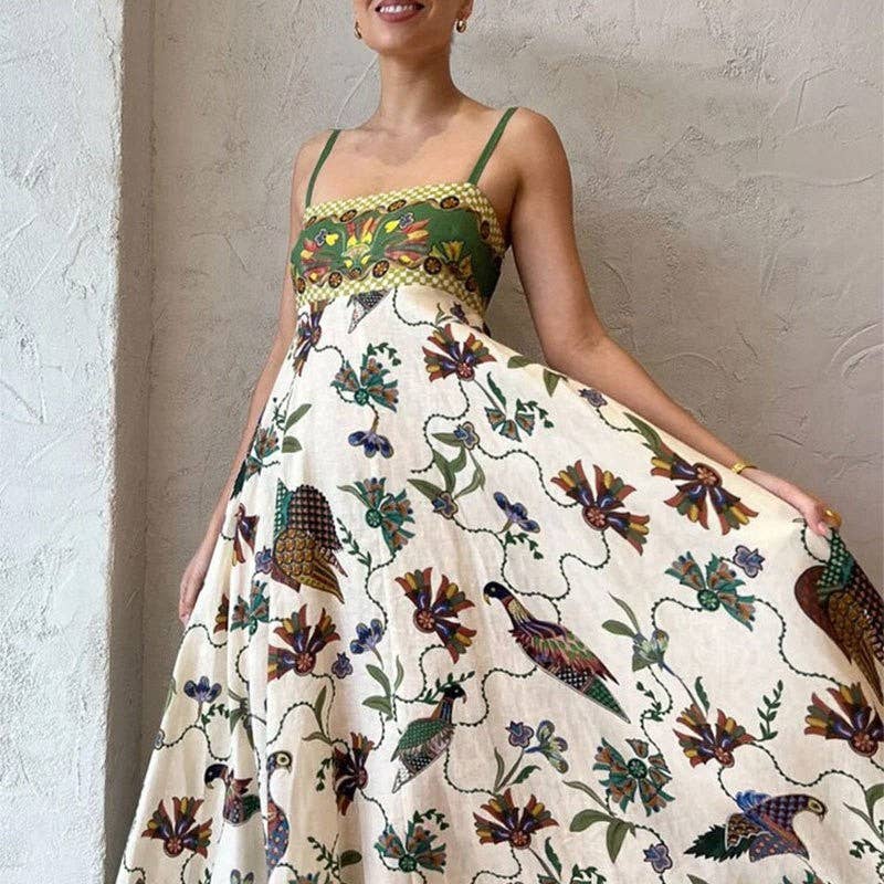 Graffiti Print Halter Maxi Dress