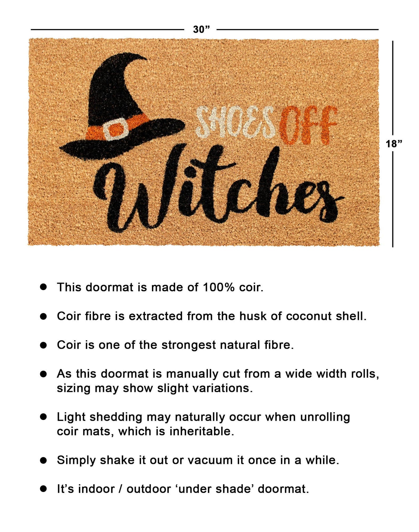 Shoes off Witches Doormat, 18" x 30"