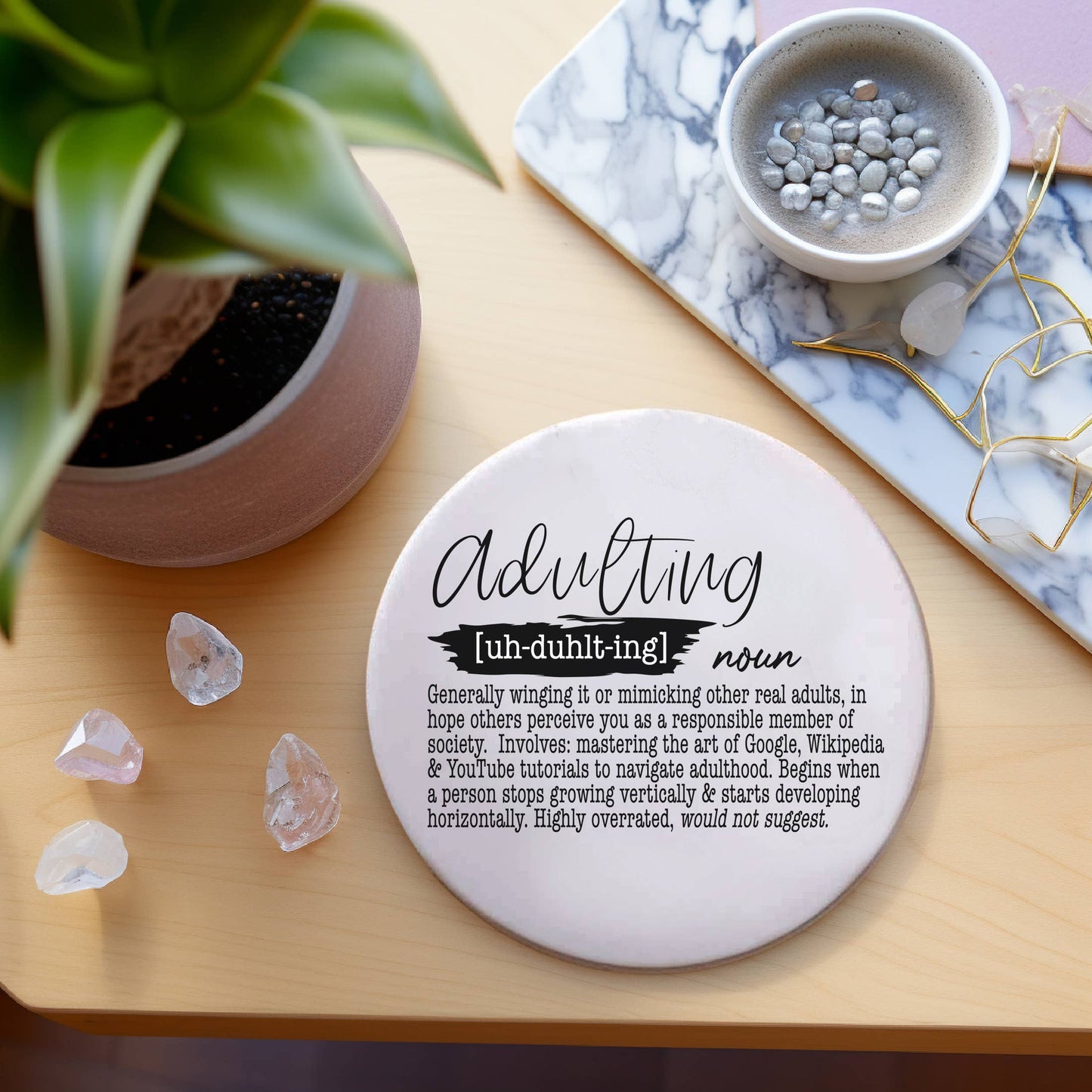 Mom Life Ceramic Drink Coaster | Funny Barware Gift Parents