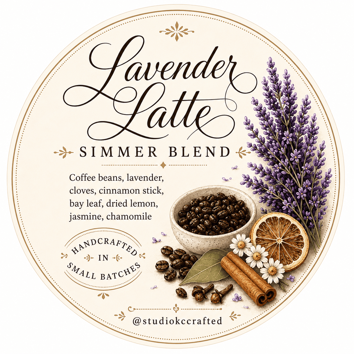Lavender Latte Simmer Blend, Coffee House Scent, cozy fall,
