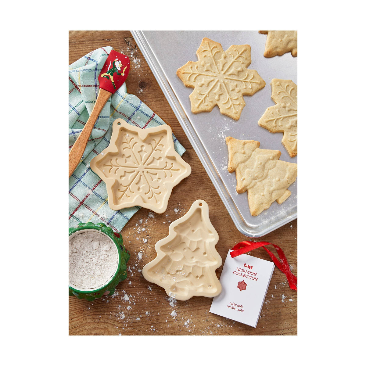 Fir Tree Cookie Mold White Porcelain Christmas