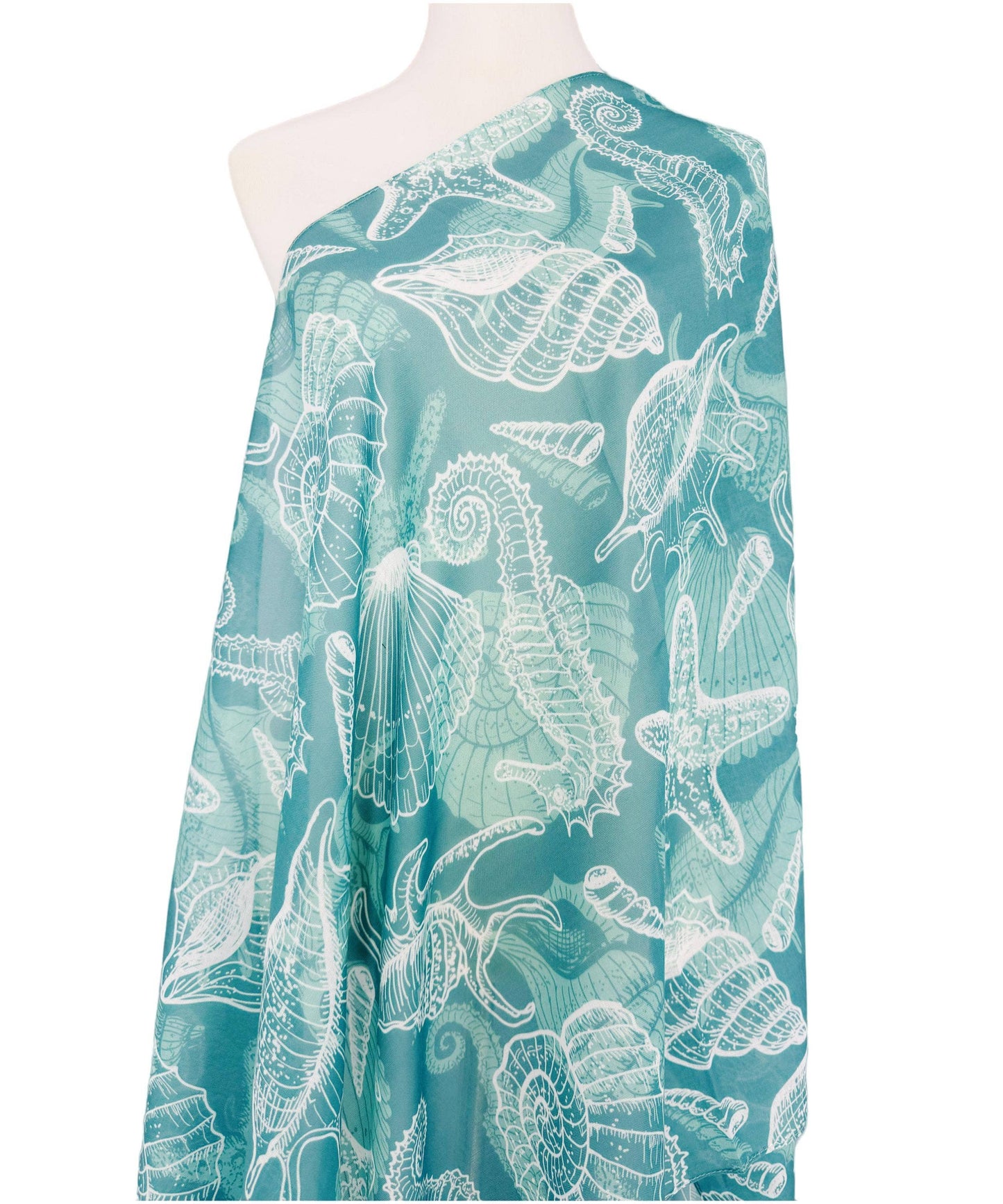 JC022846 Green-White Seahorse & Sea Star Scarf
