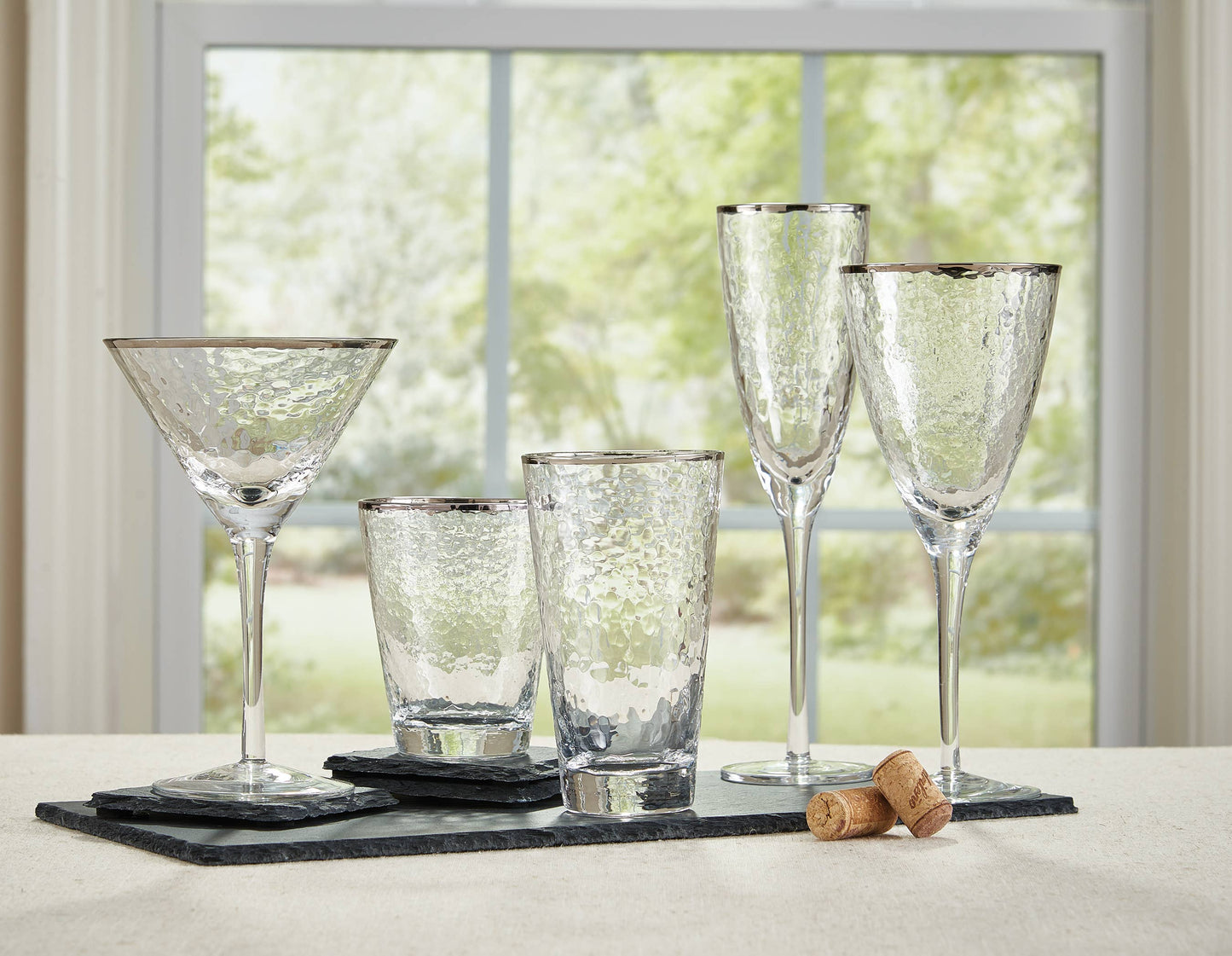 Metallic Rim Highball - Silver