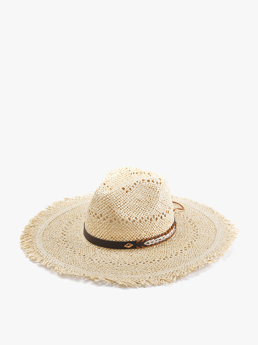 Straw Hat w/ Frayed Edge