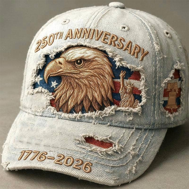 250th Anniversary USA Flag Embroidered Denim Baseball Cap