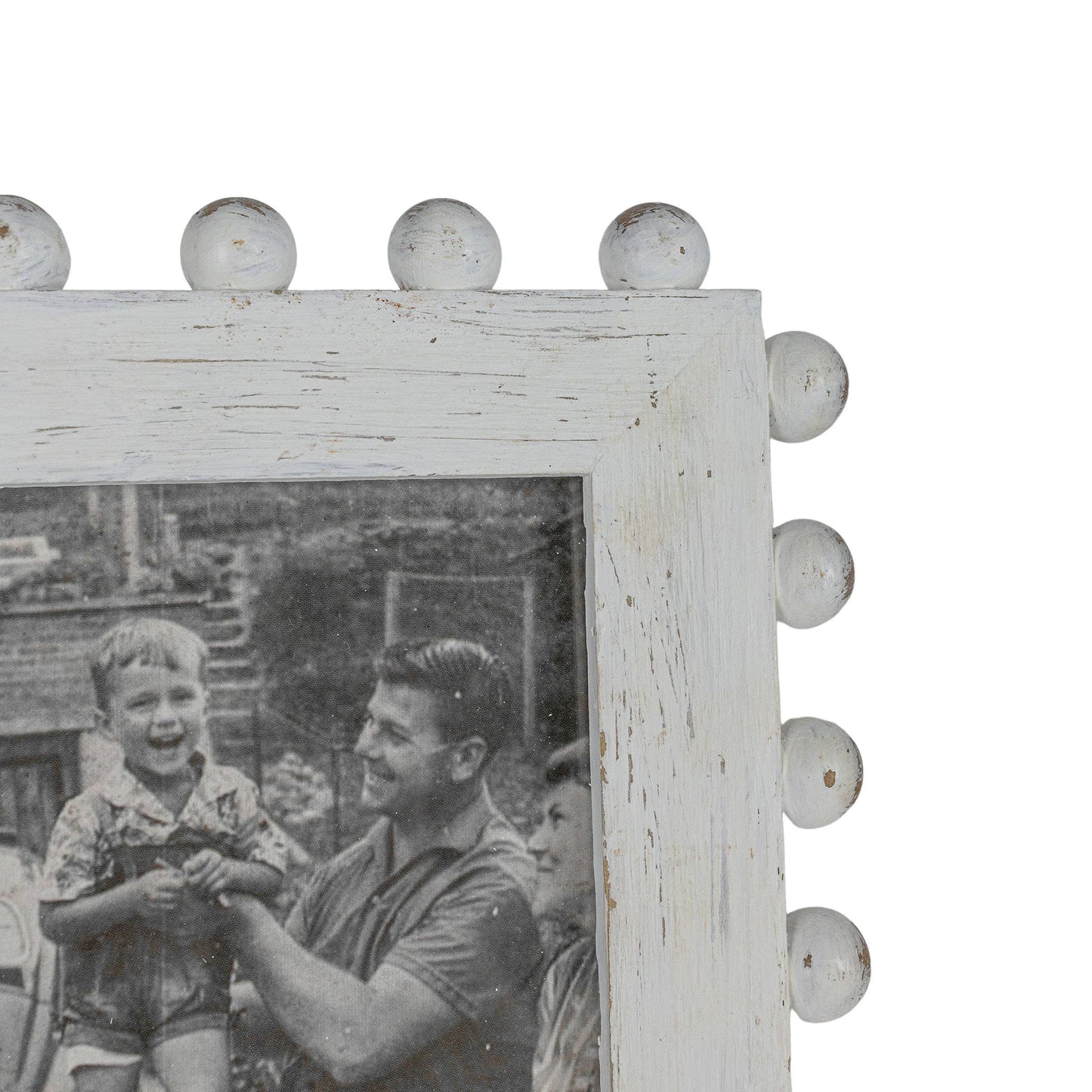 Belle 4x6 Photo Picture Frame Ball Accents of White Wood