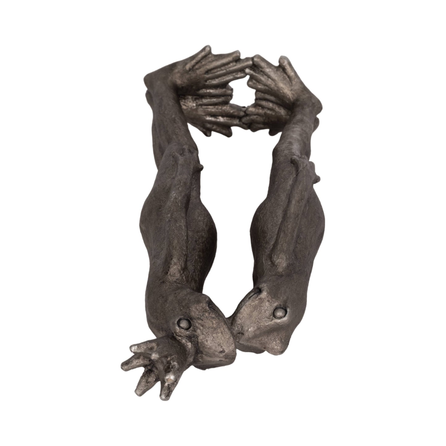 Resin Whimsical Kissing Frogs Figurine - Silver, 9 in.