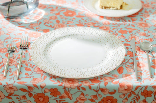 Gold Dots White 11" Bone China Dinner Plate
