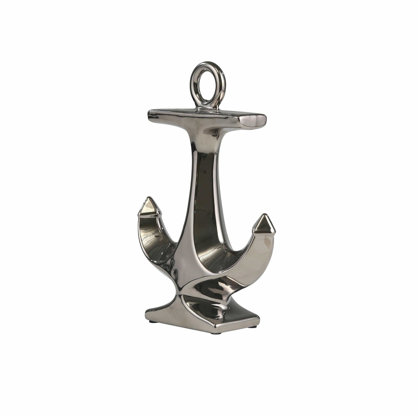 Silver 10 in. Ceramic Novelty Solid Coastal Sculpture