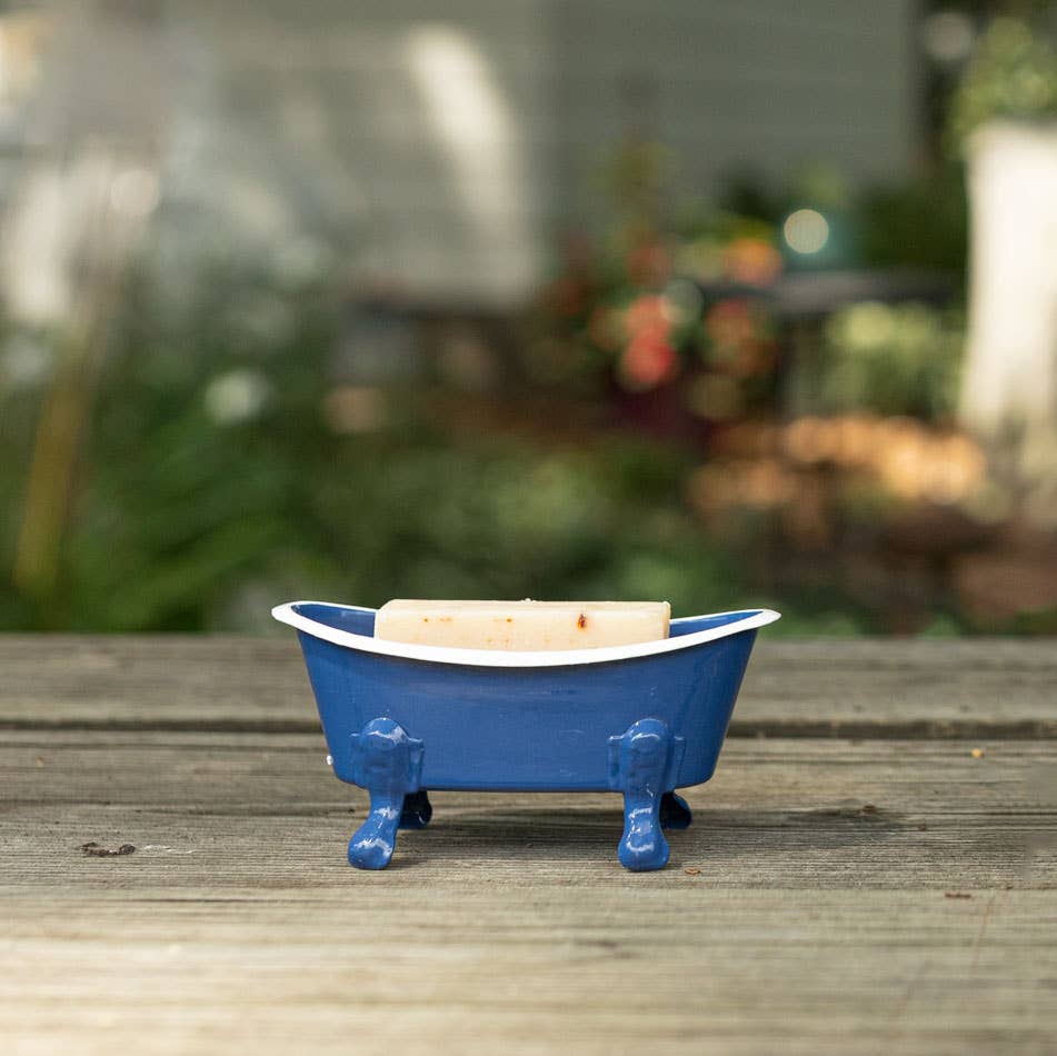 Blue Enamel Bathtub Metal Soap Dish