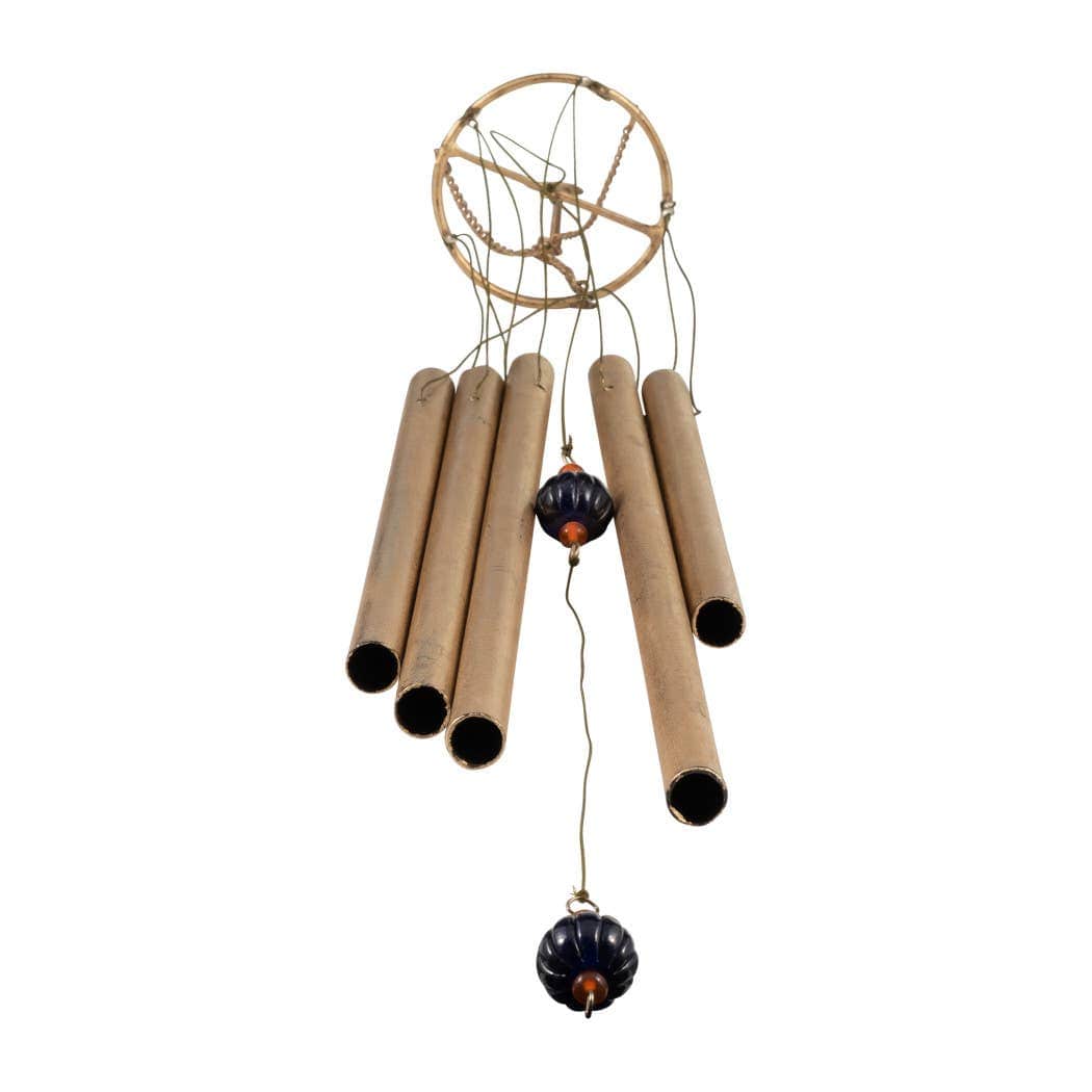 Metal Five-Pipes Hanging Wind Chime Bells - Gold, 43 in.