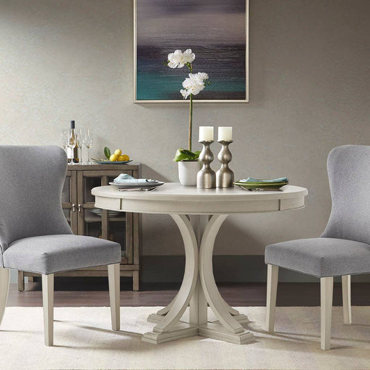 All Wood Farmhouse Round Dining Table antique white