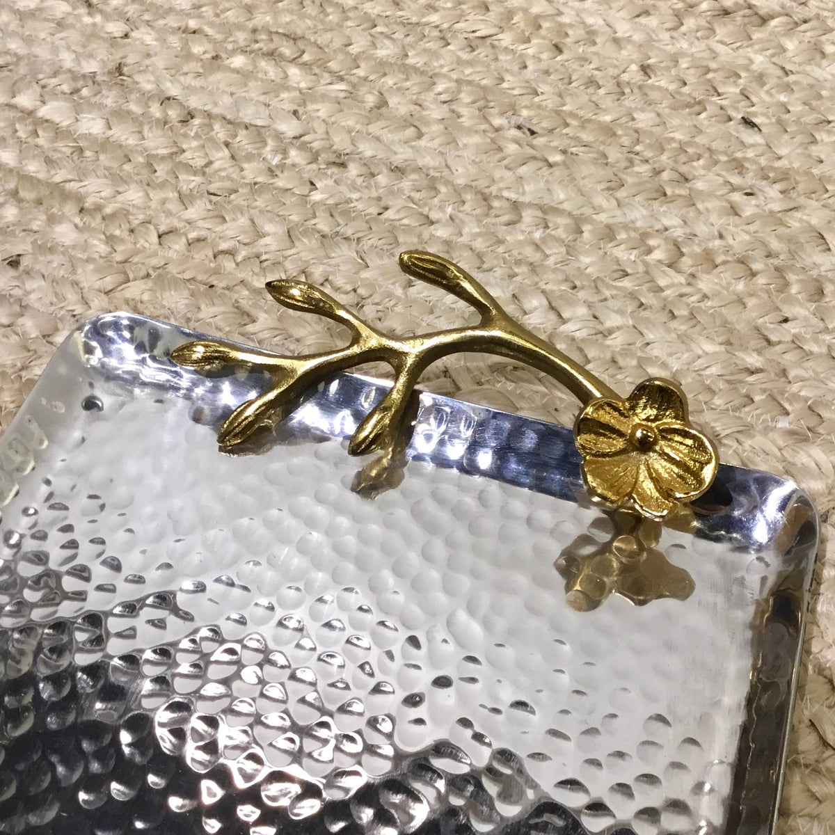 Golden Floral Tray