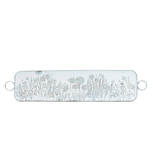 VIP Metal 33 in. Silver Wildflowers Tray w/ Loop Handles