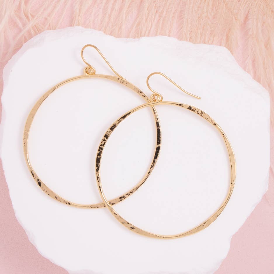 Lightly Hammered Open Circle Earrings