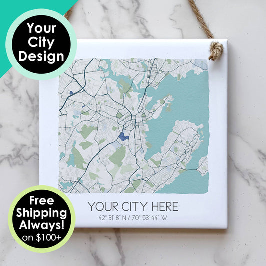 Custom Map Tile Wall Sign - Mini Square - Custom Order