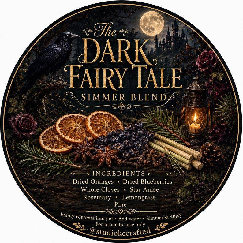 Dark Fairy Tale Simmer Pot Blend, Enchanted Forest Home Fragrance, Halloween Simmer Pot Kit, Gothic Fall Gift, Botanical Decor, garden party