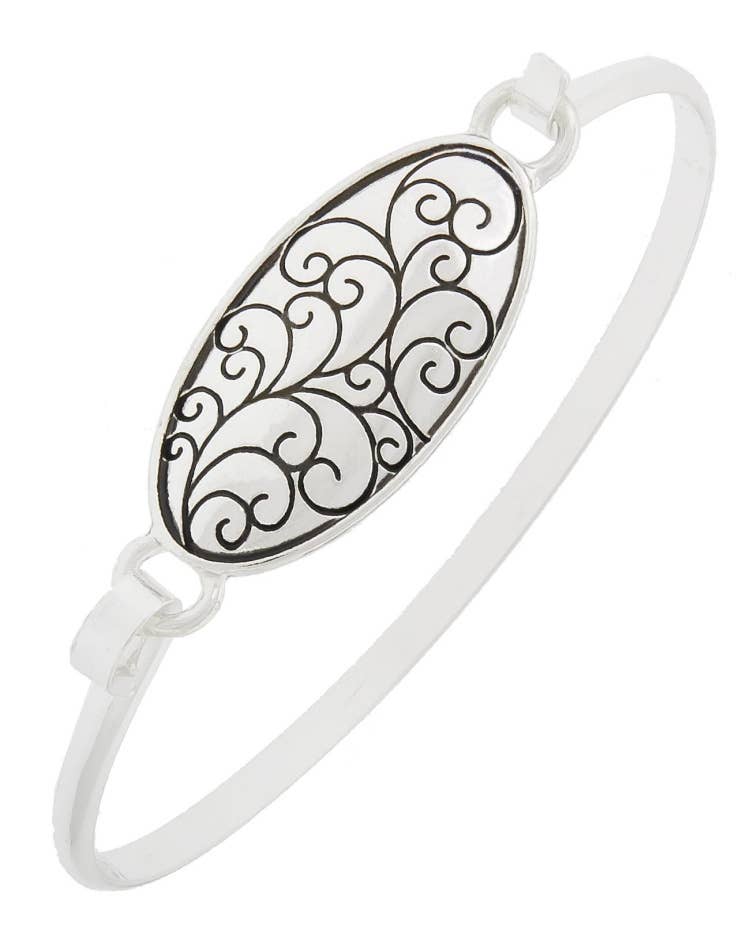 FR5559 Filigree Oval Metal Casting Bangle