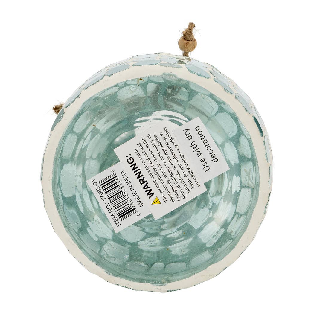 Glass Mosaic Textured Round Accents Vase - Blue, 6 in.
