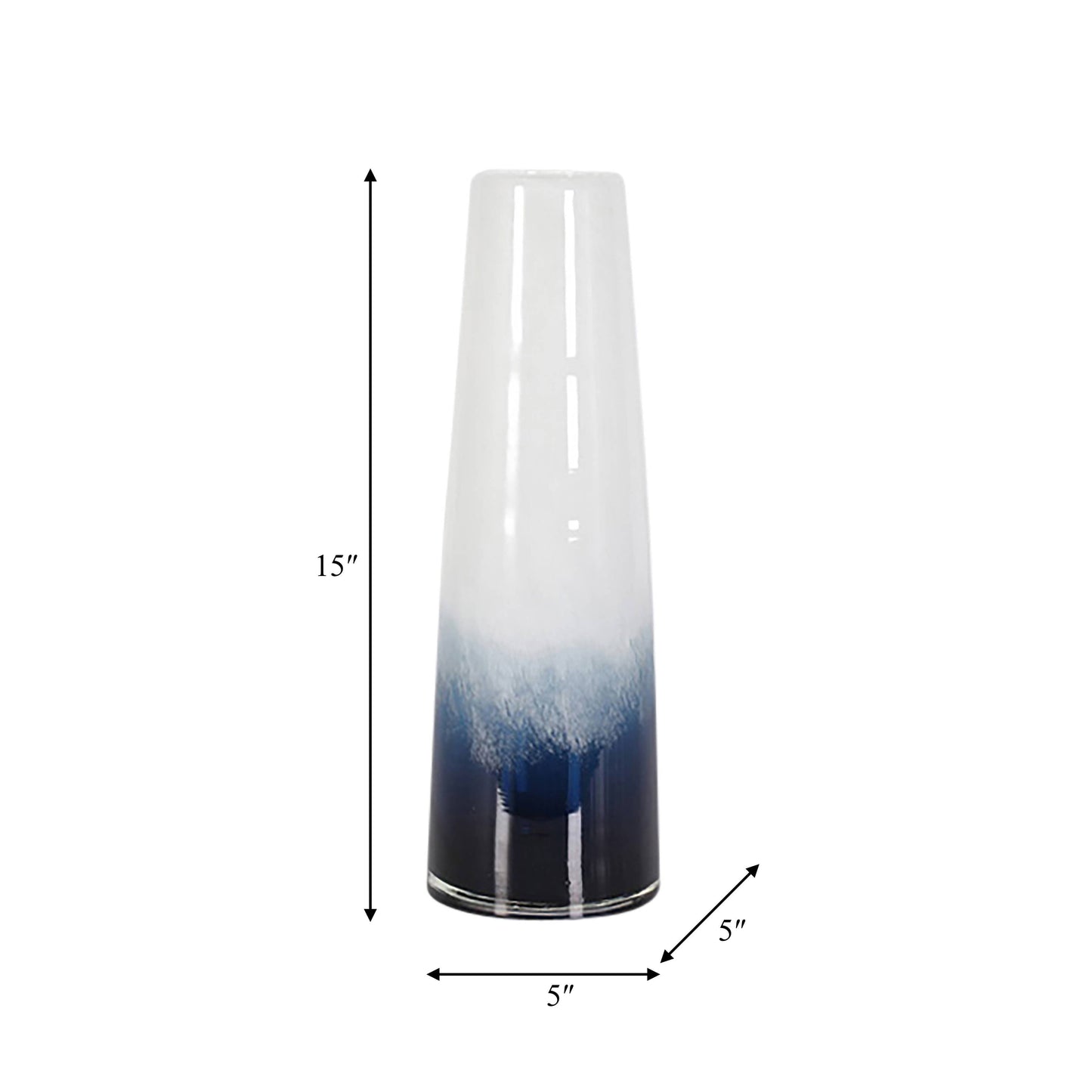 Glass Ombre Cylinder Waters Decorative Vase - Blue, 15 in.